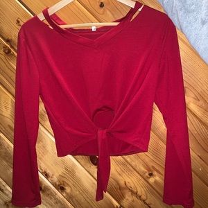 Red long sleeve crop top